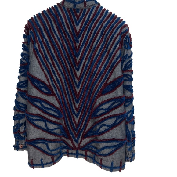 Vintage Stephanie Thomas Sports Textured Embroidered Boho Artsy Leaf Jacket - Picture 12 of 14